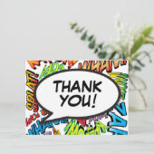 モダンおもしろい漫画の文字体裁 サンキューカード (スタンド正面)