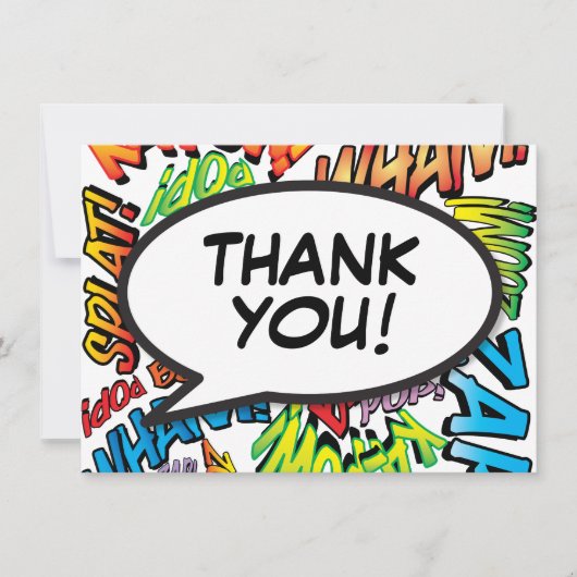 モダンおもしろい漫画の文字体裁 サンキューカード (正面)