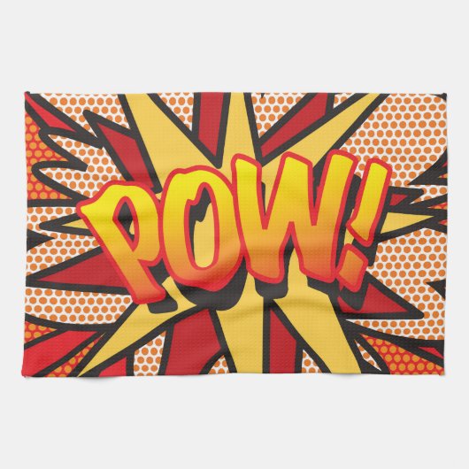 モダンおもしろい漫画ブックアポップ・アートのートPOW キッチンタオル (横)