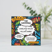 モダンおもしろい漫画ブックフォトスクエア結婚ズ 招待状 (スタンド正面)