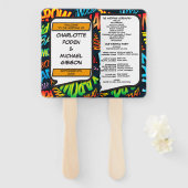 モダンおもしろい漫画ブック結婚式 プログラム ハンドファン (正面&裏面)