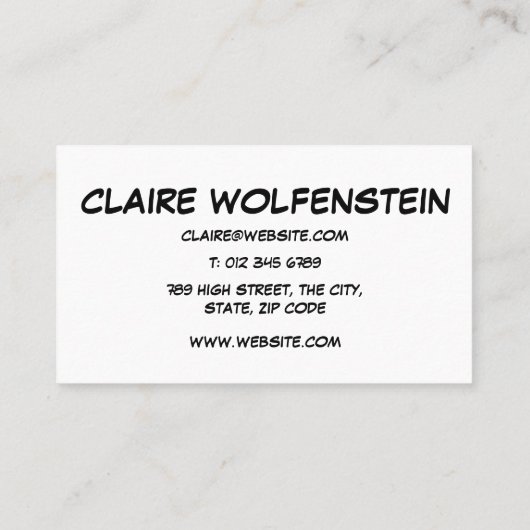 モダンおもしろい漫画ブック音声通話バブルHELLO 名刺 (裏面)