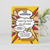 モダンおもしろい漫画ポップ・アートのブックア結婚ート 招待状 (スタンド正面)