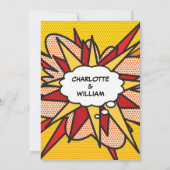 モダンおもしろい漫画ポップ・アートのブックア結婚ート 招待状 (裏面)