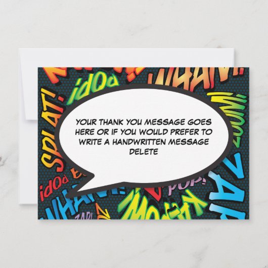 モダンおもしろい漫画書カラフル サンキューカード (裏面)