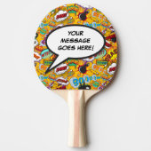 モダンおもしろい漫画本パーソナライズされた音声バブル 卓球ラケット (正面)