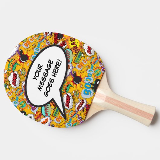 モダンおもしろい漫画本パーソナライズされた音声バブル 卓球ラケット (横)