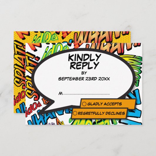 モダンおもしろい漫画本ポップ・アートの芸術 出欠カード (正面/裏面)