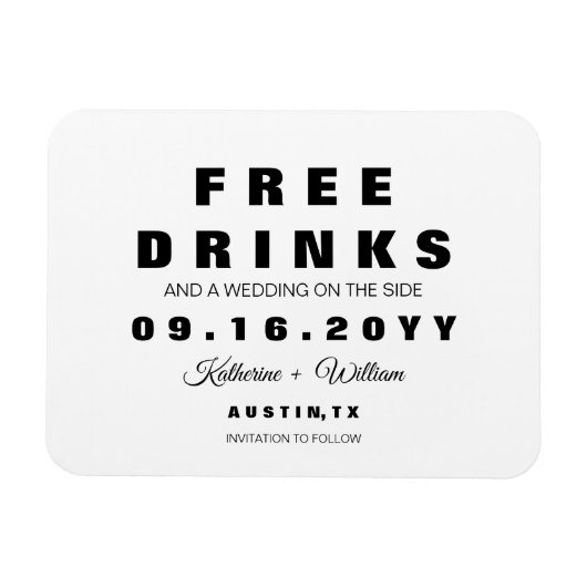 モダンおもしろい無料ドリンクの日付を保存 マグネット (横)