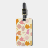 モダンおもしろい猫柄ピンクオレンジパーソナライズされた色 ラゲッジタグ (正面縦)