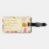 モダンおもしろい猫柄ピンクオレンジパーソナライズされた色 ラゲッジタグ (裏面横)