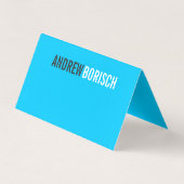 モダンおもしろい白色鮮やかなスカイブルーの折り畳み 名刺 (裏面)