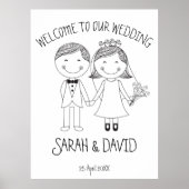 モダンおもしろい結婚のカップル歓迎 ポスター (正面)