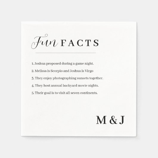 モダンおもしろい結婚ファクト スタンダードカクテルナプキン (正面)