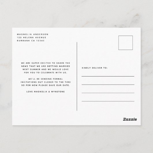 モダンおもしろい結婚写真救のDat ポストカード (裏面)