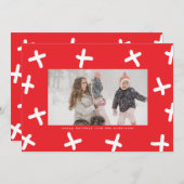 モダンおもしろい縁ど写真Red & White Christmas Hugs シーズンカード (正面/裏面)