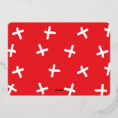 モダンおもしろい縁ど金ゴールドと赤いクリスマスの十字 箔シーズンカード (裏面)