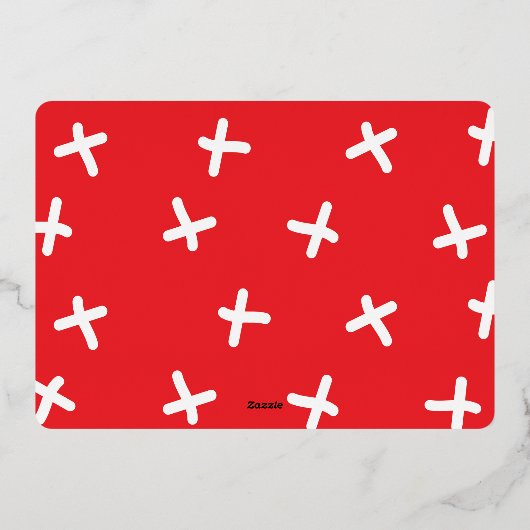 モダンおもしろい縁ど金ゴールドと赤いクリスマスの十字 箔シーズンカード (裏面)