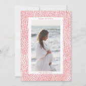 モダンおもしろい赤白ハッピークリスマスフォト縁ど シーズンカード (正面)