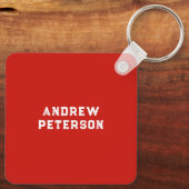 モダンおもしろい赤青ホワイトマン退職日 キーホルダー (裏面)