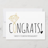 モダンおもしろい金ゴールドダイヤモンドおめでとう婚約 カード (正面)