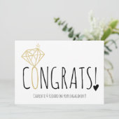 モダンおもしろい金ゴールドダイヤモンドおめでとう婚約 カード (スタンド正面)