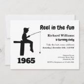 モダンおもしろい釣り人60誕生日 招待状 (正面)