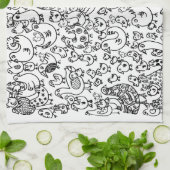 モダンおもしろい鳥 キッチンタオル (折り畳み)