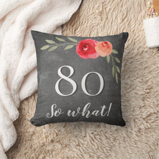 モダンおもしろい黒板水彩第80誕生日 クッション (ブランケット)