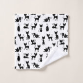 モダンおもしろい黒猫 バスタオルセット (ウォッシュタオル)