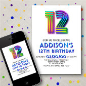 モダンおもしろい12番目の誕生日招待状 招待状