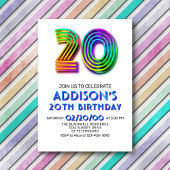 モダンおもしろい20番目の誕生日招待状 招待状