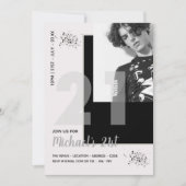 モダンおもしろい21日 |誕生日PHOTO男性招待状 招待状 (正面)