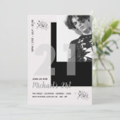 モダンおもしろい21日 |誕生日PHOTO男性招待状 招待状 (スタンド正面)