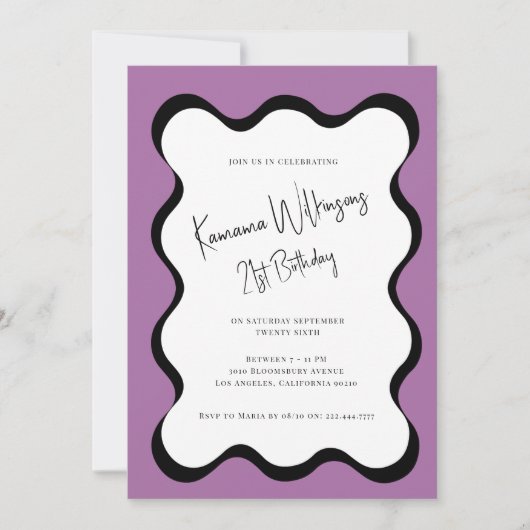 モダンおもしろい21歳の誕生日 招待状 (正面)