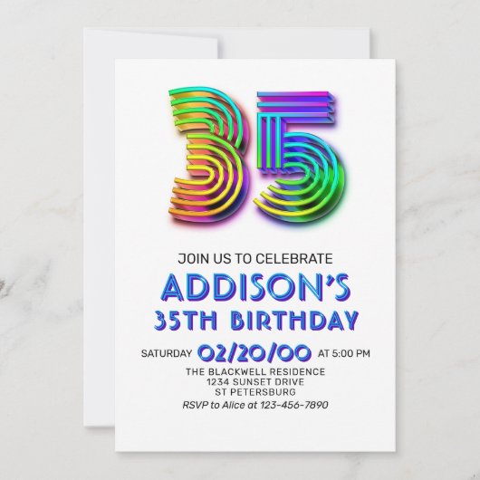 モダンおもしろい35番目の誕生日招待状 招待状 (正面)