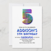 モダンおもしろい5番目の誕生日招待状 招待状 (正面)