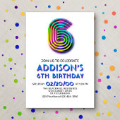 モダンおもしろい6番目の誕生日招待状 招待状