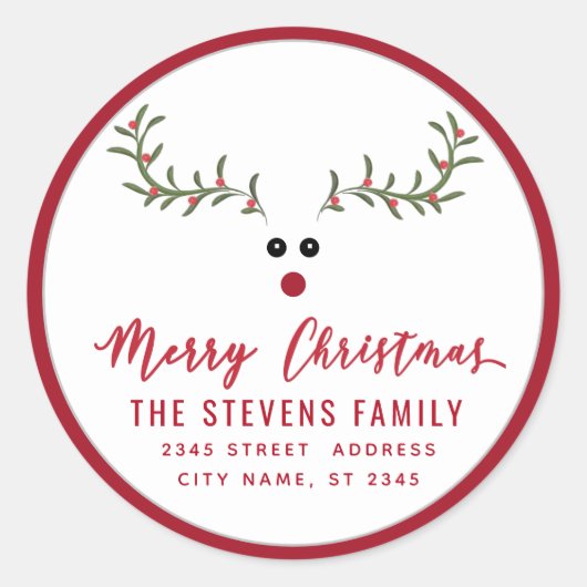 モダンおもしろいMerry Christmas ラウンドシール (正面)