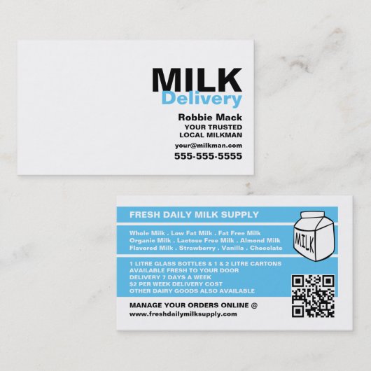 モダンおよびはっきりしたデザイン、ミルクマン/女性デリバリ 名刺 (正面/裏面)