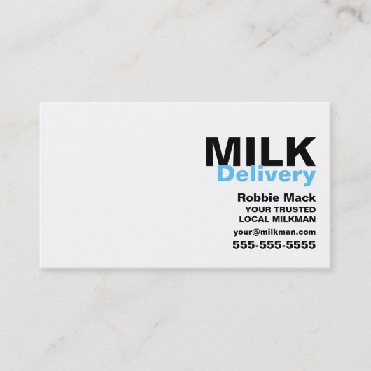 モダンおよびはっきりしたデザイン、ミルクマン/女性デリバリ 名刺 (正面)