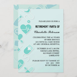 モダンおよびユニークナース退職パーティー 招待状