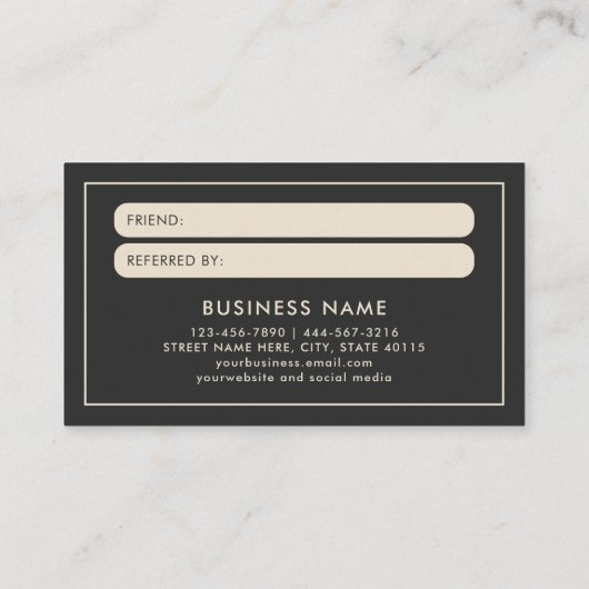 モダンおシンプルはっきりした友達の紹介参照 名刺 (裏面)