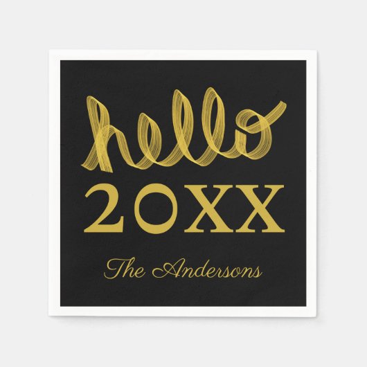 モダンお正月パーソナライズされた スタンダードカクテルナプキン (正面)