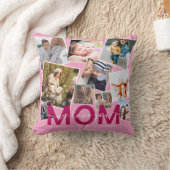 モダンお母さんがピロを投げる写真コラージュ クッション (ブランケット)