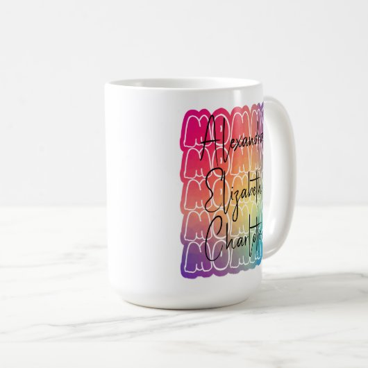 モダンお母さカラフルん子供の名前 コーヒーマグカップ (正面右)