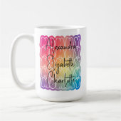 モダンお母さカラフルん子供の名前 コーヒーマグカップ (左)