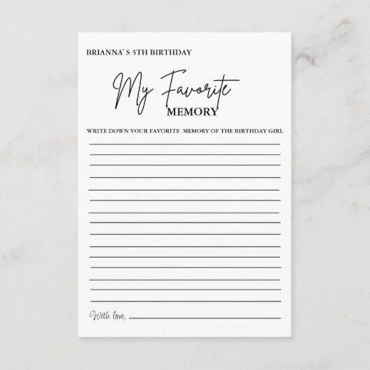 モダンお気に入りのミニマル誕生日 アドバイスカード (正面)