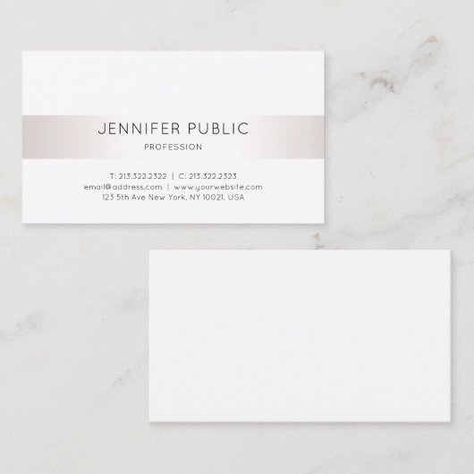 モダンお洒落エレガントシルバフェイクイ平野ラグジュアリーシック 名刺 (正面/裏面)