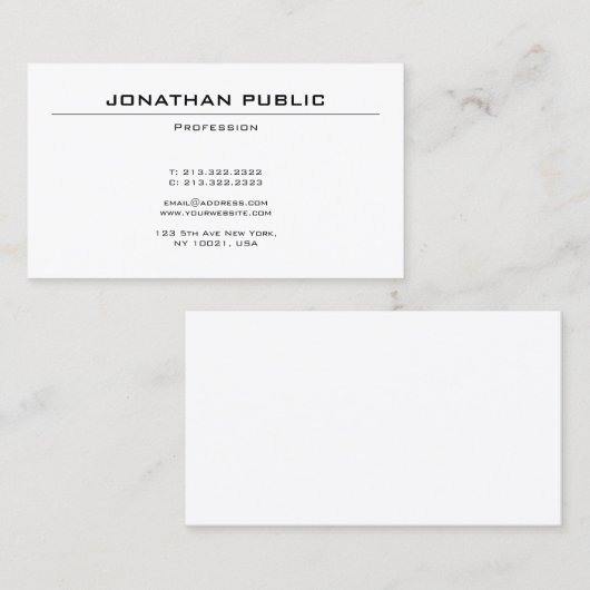 モダンお洒落エレガントデザインプロフェッショナルプレーン 名刺 (正面/裏面)